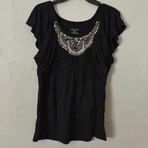 Women’s Lane Bryant Plus Size Top, Black, Embellished, 18/20 2X
